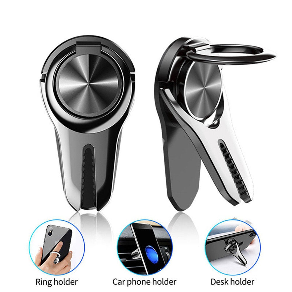 GetUSCart- 3 Finger Phone Ring Holder Kickstand - MOBI HANDLE Comfy Secure  Grip, Scratch Resistant Durable Light Metal for Magnetic Car Mount or Stand,  Gift Idea, w/ Wrist Strap [Gun Black]